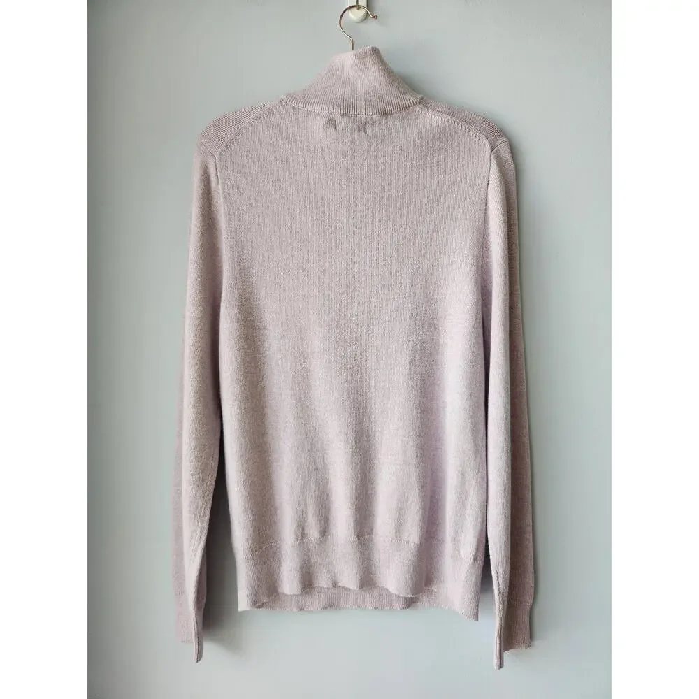 NWT J. Crew Men's Cotton Quarter-Zip Heather Light Purple Wisteria  S